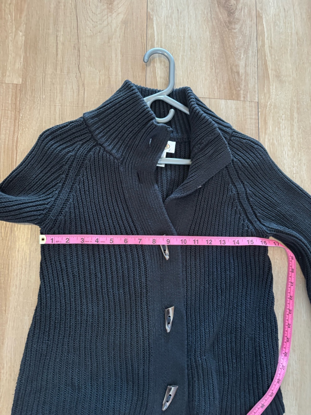 Talbots Black Ribbed Button-Front Cardigan - Picture 6 of 8